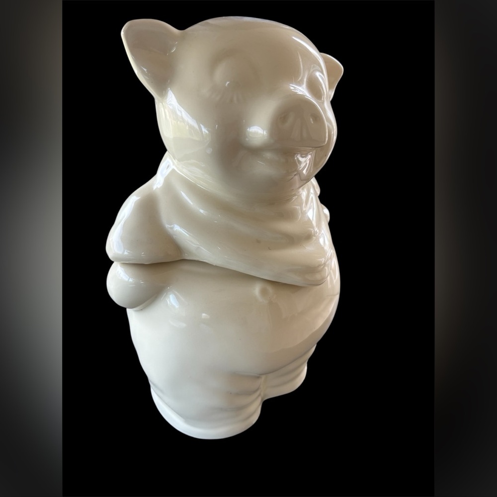 Vintage Cream Ceramic Pig cookie jar two pieces